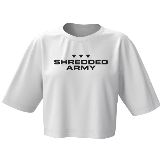 SA WHITE Women's Crop Top Shirt - Premium  from Shredded Army Shop - Just $21.99! Shop now at Shredded Army Shop